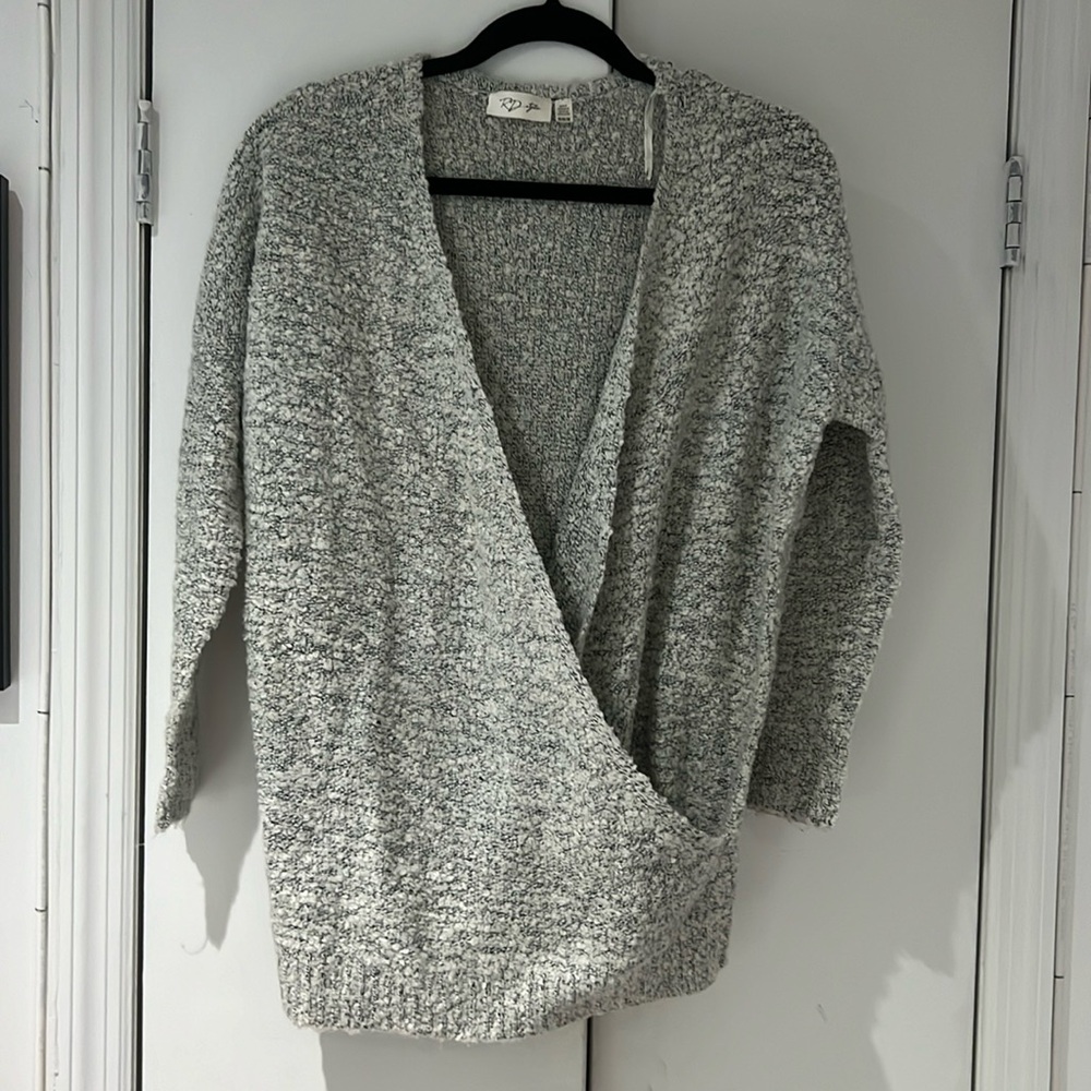 Gray, cozy, deep vneck sweater